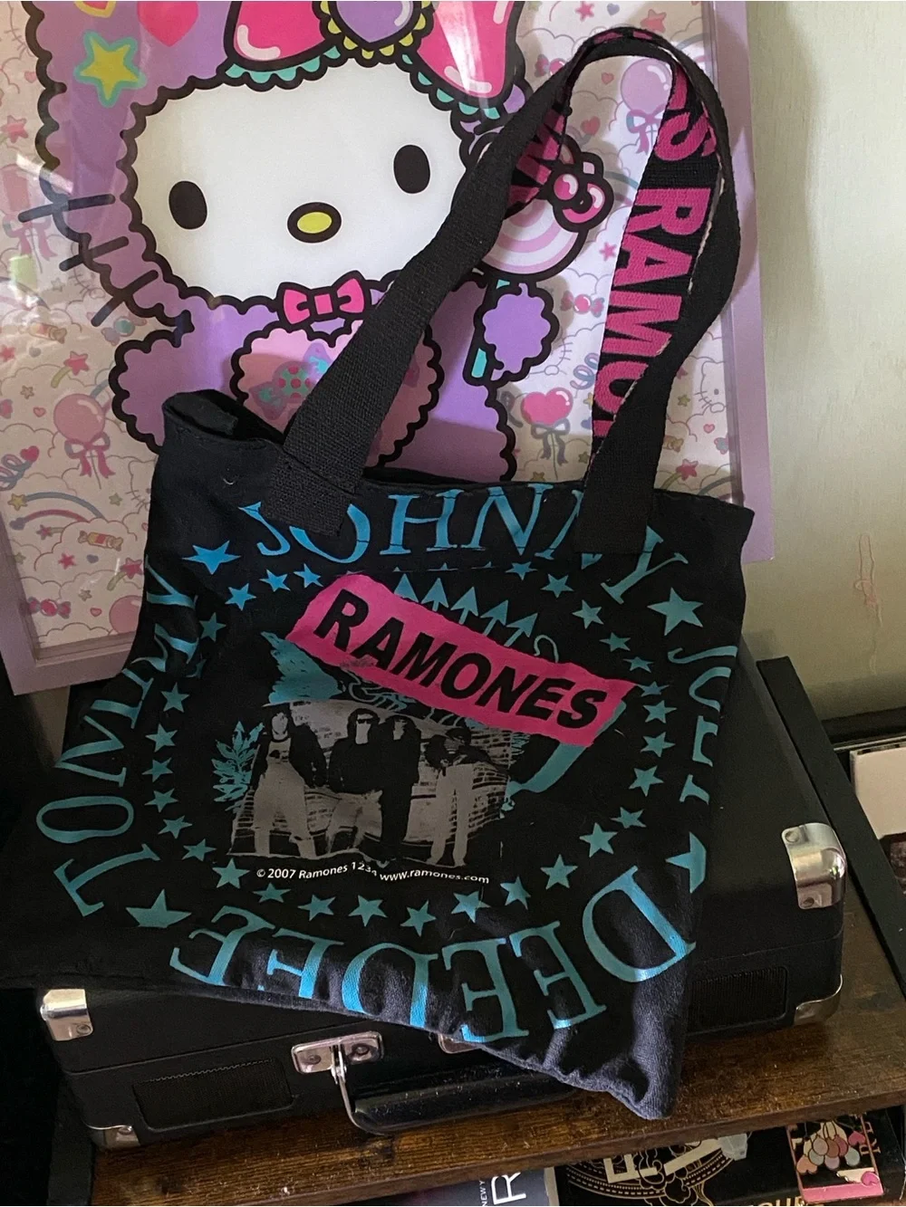 Graphic Tote Bag with Pink Logo🖤🖤